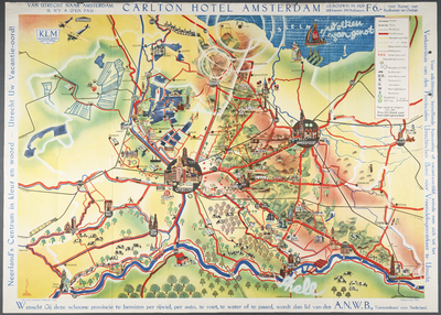 217747 Kaart van de provincie Utrecht, met gestileerde weergave van een aantal monumenten, economische activiteiten en ...